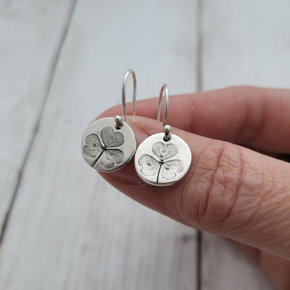 Sterling Silver Shamrock Leaf Earrings