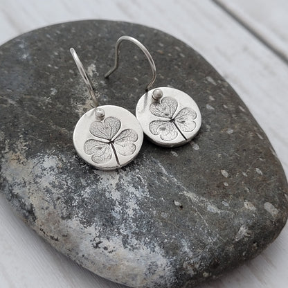 Sterling Silver Shamrock Leaf Earrings
