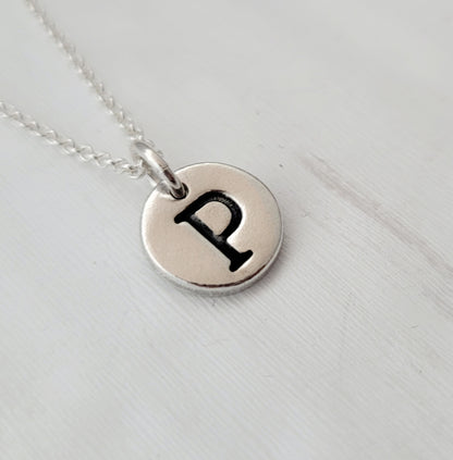Sterling Silver Initial Monogram round Pendant Necklace