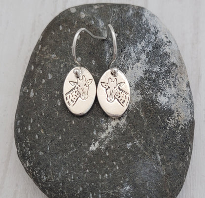 Sterling Silver Giraffe Drop Earrings - Flutterbuyzstudio
