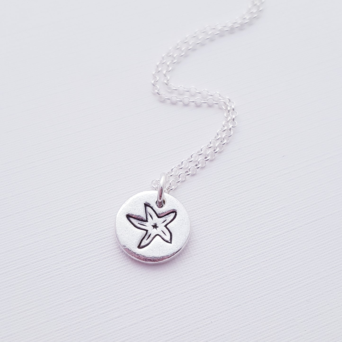sterling silver tiny 1cm starfish seaside pendant necklace 2