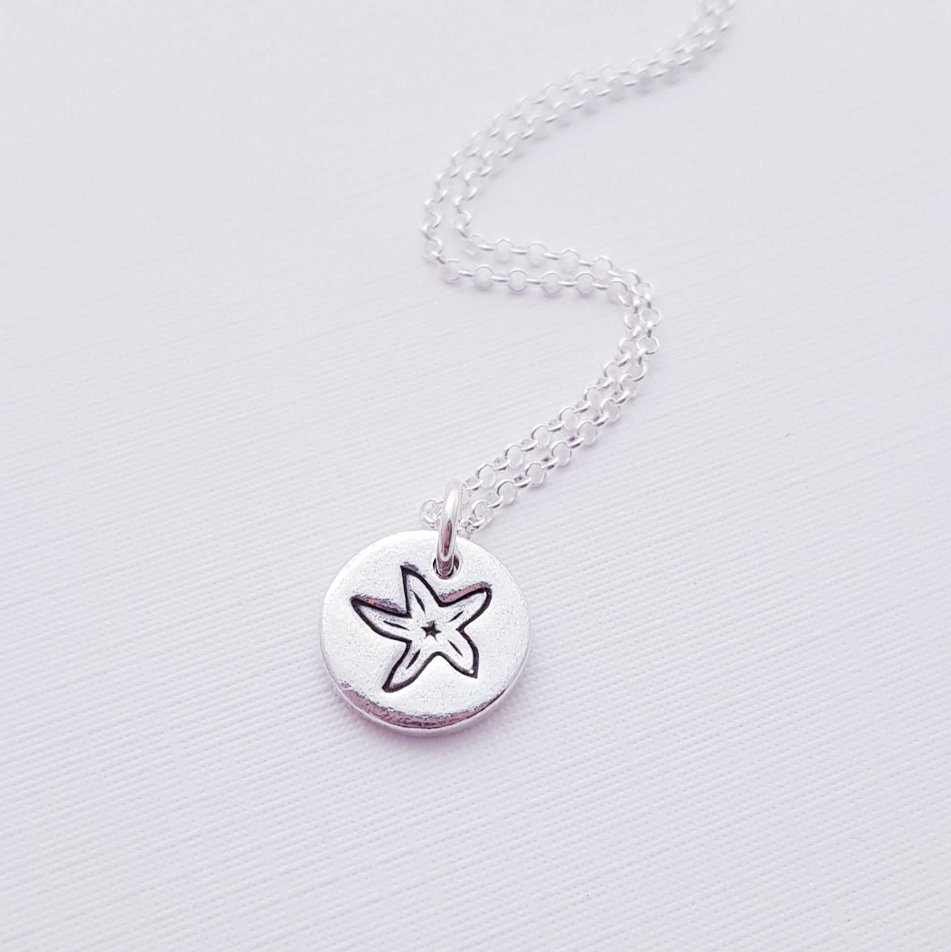 sterling silver tiny 1cm starfish seaside pendant necklace 2