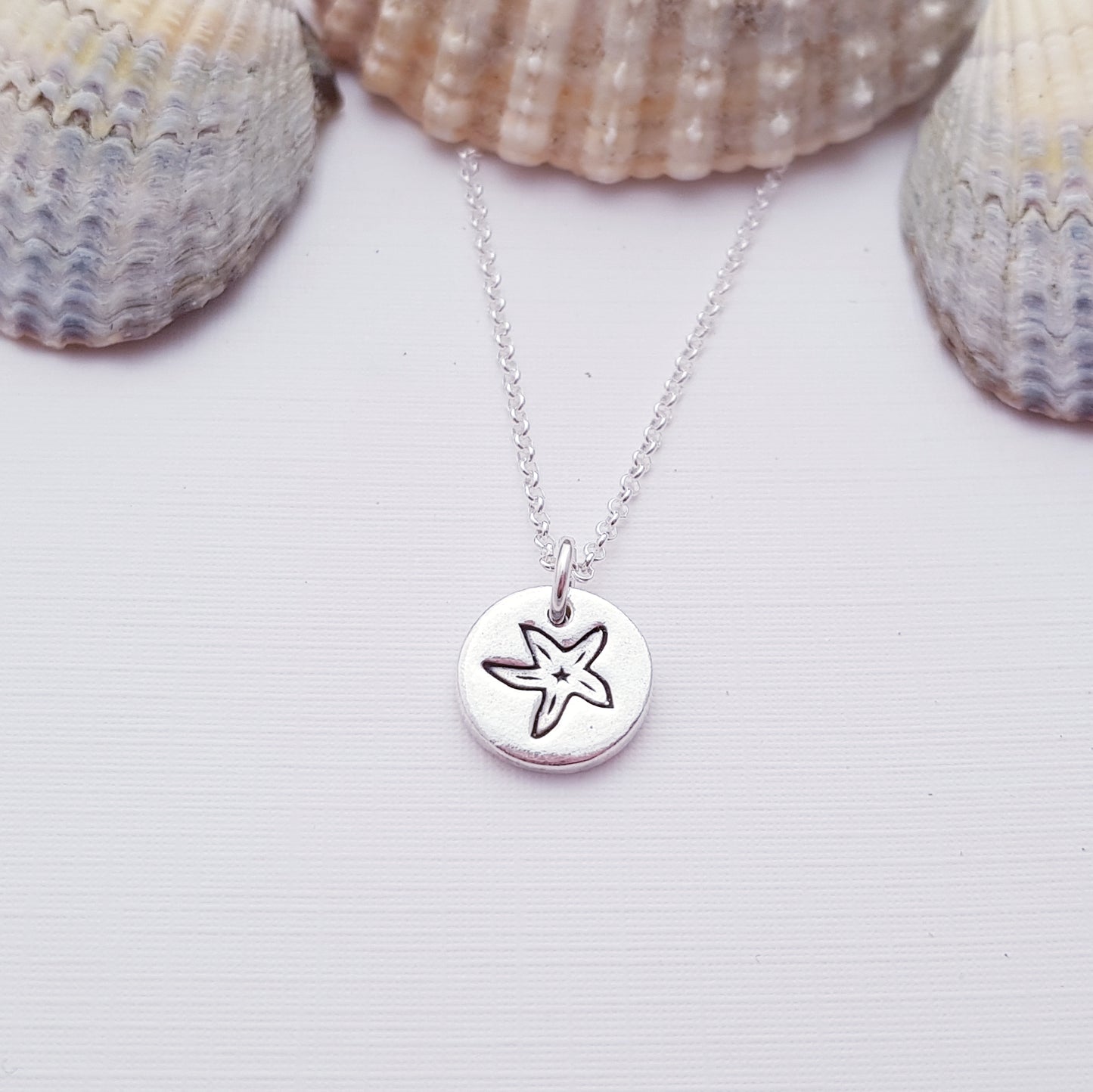 sterling silver tiny 1cm starfish seaside pendant necklace