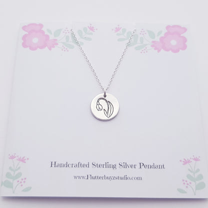 Sterling-SIlver-Snowdrop-January-Birth-Flower-Pendant-Necklace-3