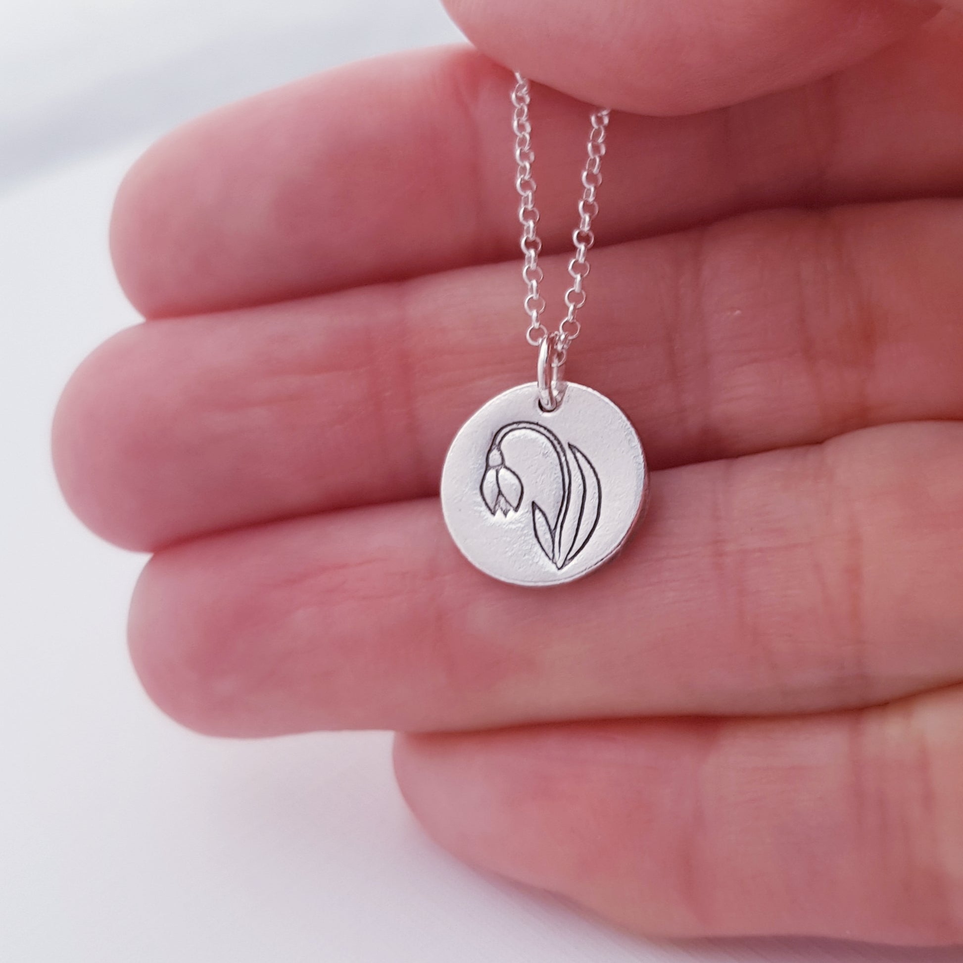 Sterling-SIlver-Snowdrop-January-Birth-Flower-Pendant-Necklace-4