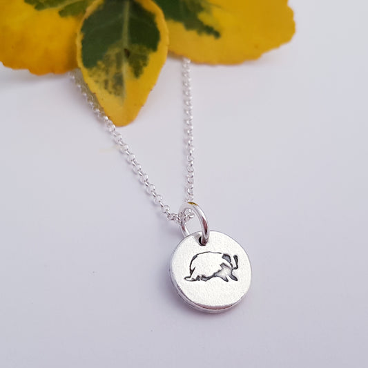 sterling silver tiny 1cm badger pendant necklace