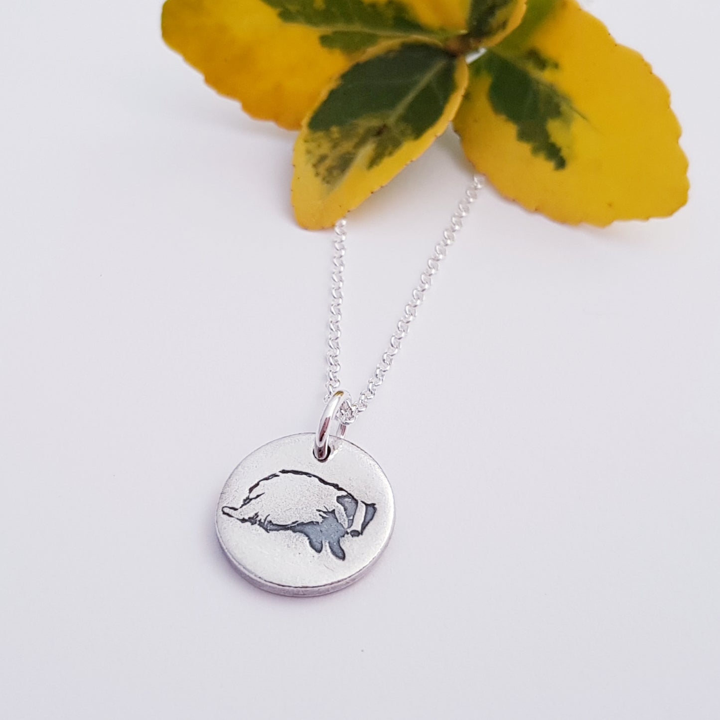 Sterling Silver Mini 1.3cm  Badger Pendant Necklace