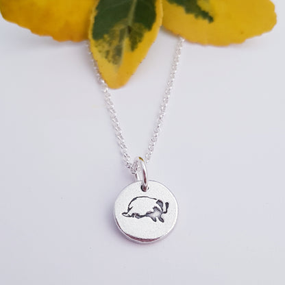 sterling silver tiny 1cm badger pendant necklace 3
