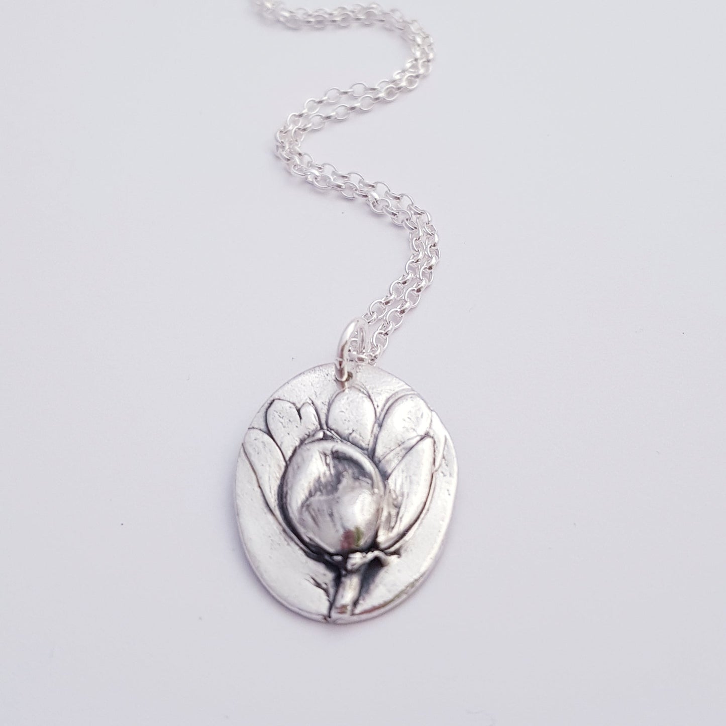 Sterling Silver Aconite Winter Flower Pendant Necklace