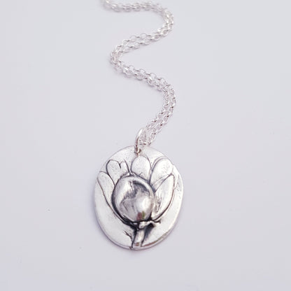 Sterling Silver Aconite Winter Flower Pendant Necklace
