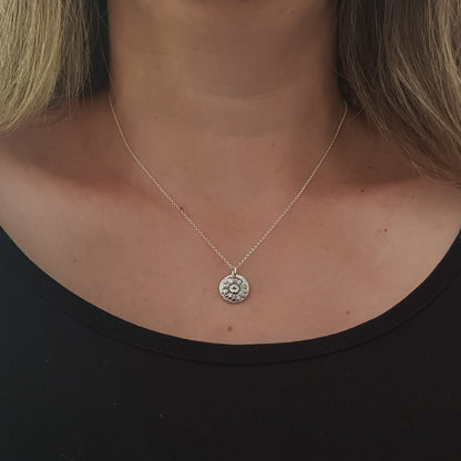 Sterling Silver Feverfew Daisy Floral Pendant Necklace