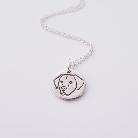 Sterling Silver Mini 1.3cm Labrador Dog Breed Pendant Necklace