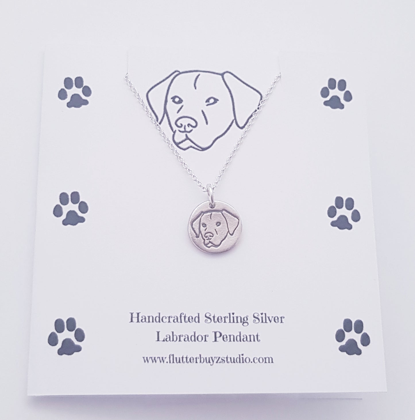Sterling Silver Mini 1.3cm Labrador Dog Breed Pendant Necklace