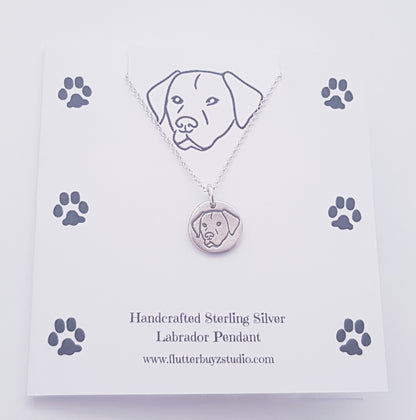 Sterling Silver Mini 1.3cm Labrador Dog Breed Pendant Necklace