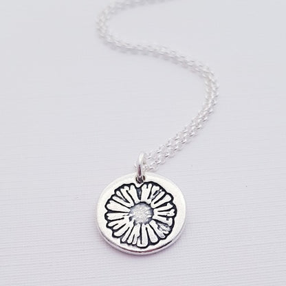 Sterling Silver Daisy Floral Pendant Necklace