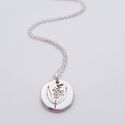 Sterling Silver Larkspur July Birth Flower Pendant Necklace