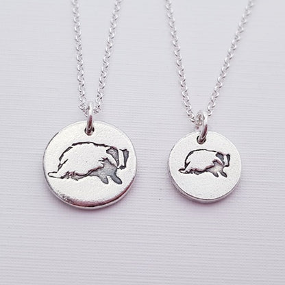 Sterling Silver Mini 1.3cm  Badger Pendant Necklace