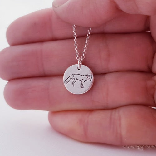 Sterling Silver Fox Wildlife Pendant Necklace