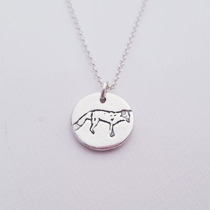 Sterling Silver Fox Wildlife Pendant Necklace