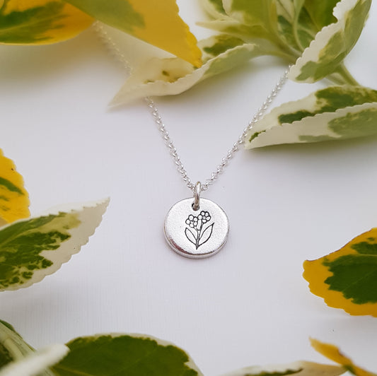 Sterling Silver Tiny 1cm Forget Me Not Floral Pendant Necklace