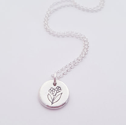 Sterling Silver Tiny 1cm Forget Me Not Floral Pendant Necklace